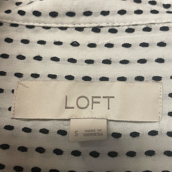 NWOT Loft Swiss Dot Button Down Blouse White/black Size S workwear - Picture 2 of 7